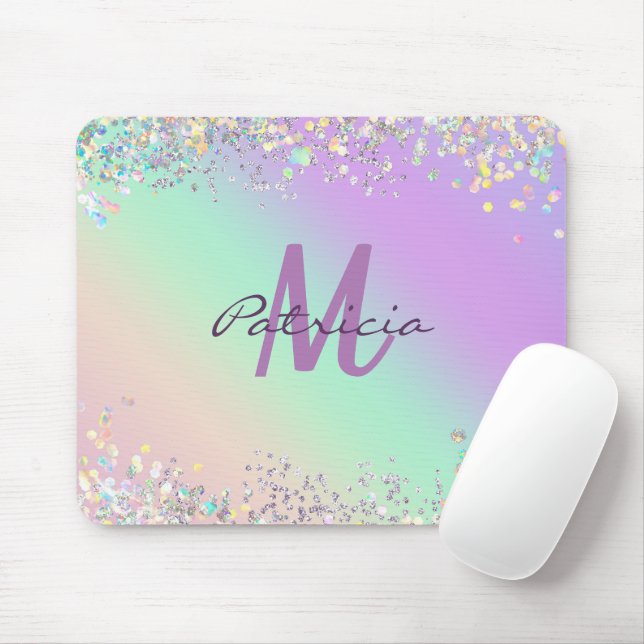 Unicorn Holographic Glitzer Mousepad (Mit Mouse)