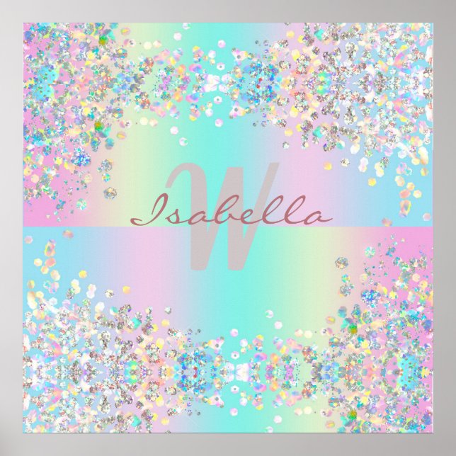 Unicorn Holographic Glitzer Poster (Vorne)