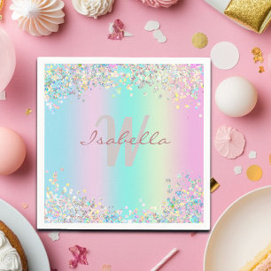 Unicorn Holographic Glitzer Serviette