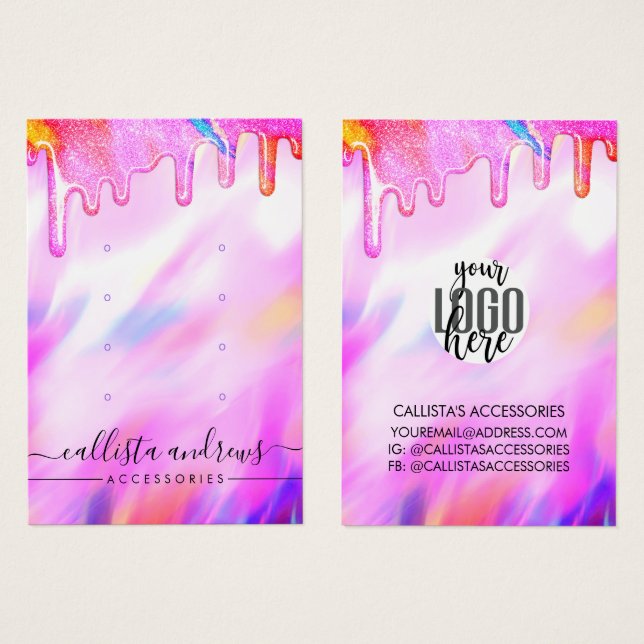 Unicorn Holographic Glitzer Tropfens Logo-Verleihu (Vorne & Hinten)