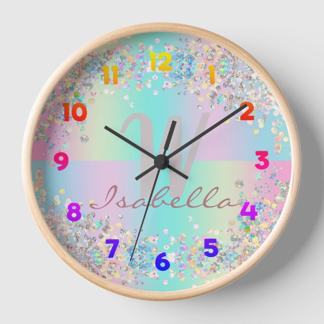 Unicorn Holographic Glitzer Uhr (Vorderseite)