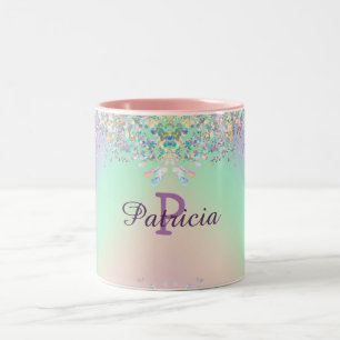 Unicorn Holographic Glitzer Zweifarbige Tasse