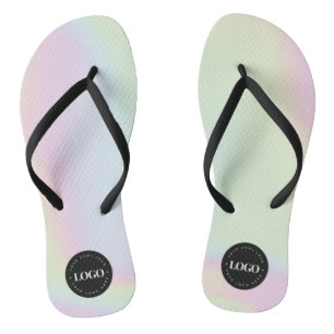Unicorn Holographic Rainbow Custom Business Logo Flip Flops