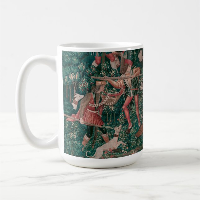 Unicorn Hunt Mittelalterliche Kunst - Einhorn vert Kaffeetasse (Links)