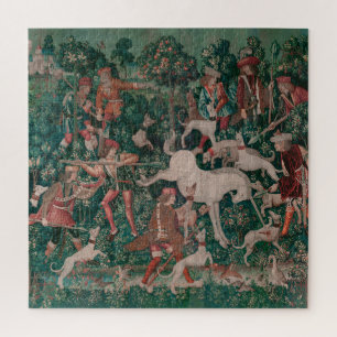 Unicorn Hunt Mittelalterliche Kunst - Einhorn vert Puzzle