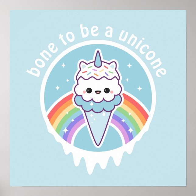 Unicorn Ice Cream Cone Poster (Vorne)