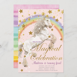 Unicorn Illustration Party Magischer Geburtstag Einladung