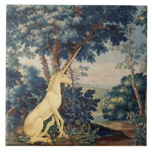 UNICORN IN HOLZLANDSCHAFT,BÄUME,GREENERIE FLIESE