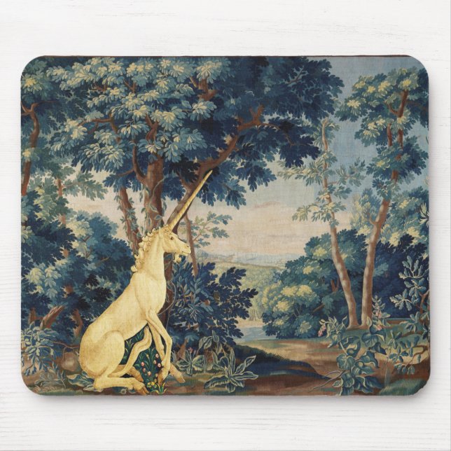 UNICORN IN HOLZLANDSCHAFT,BÄUME,GREENERIE MOUSEPAD (Vorne)