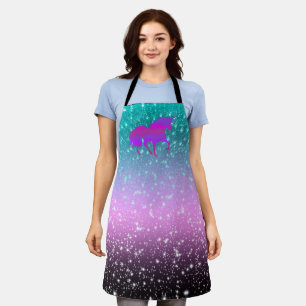 Unicorn in Sparkling Ombre Dusche Schürze