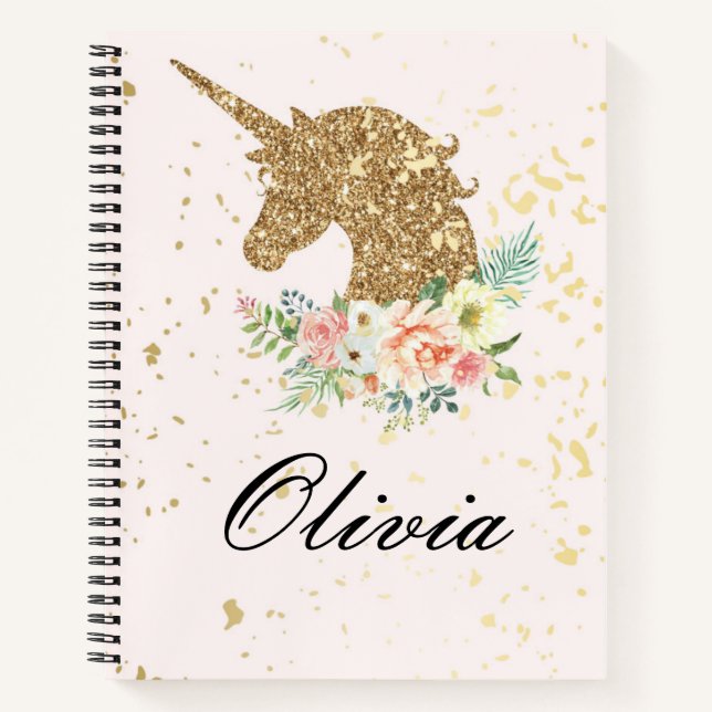 UNICORN INDIVIDUELLE NAME NOTEBOOK NOTIZBUCH (Vorderseite)
