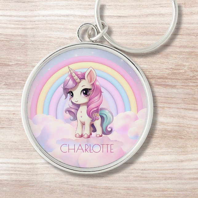 Unicorn Individuelle Name Rainbow Girly Schlüsselanhänger (Von Creator hochgeladen)