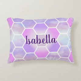 Unicorn Inspiriert Honeycomb Personalisierter Name Dekokissen