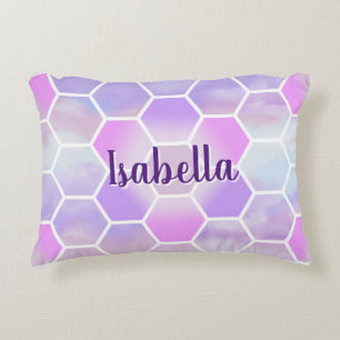 Unicorn Inspiriert Honeycomb Personalisierter Name Dekokissen