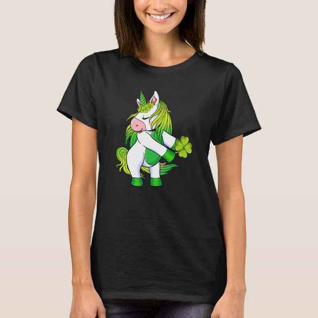 Unicorn Ireland Irish Kleeblatt Happy St Patrick's T-Shirt (Vorderseite)