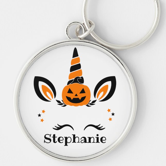 Unicorn Jack O Lantern With Name Schlüsselanhänger (Vorne)