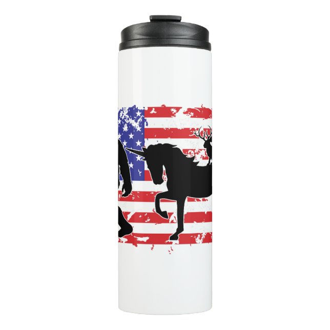 Unicorn, Jackalope, Bigfoot and the American Flag Thermosbecher (Vorderseite)