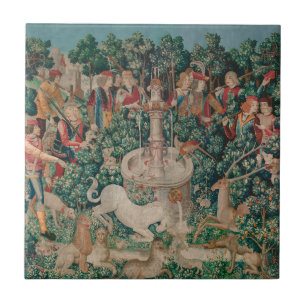 Unicorn-Jagd Mittelalterliche Kunst - Unicorn gefu Fliese