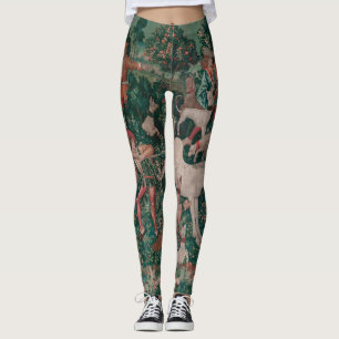 Unicorn Jagd mittelalterliche Kunst, Unicorn verte Leggings