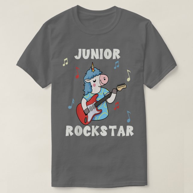 Unicorn Junior Rock Star Guitar Rockin Music Singe T-Shirt (Design vorne)