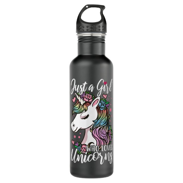 Unicorn Just a Girl Who Loves Unicorns 141 Edelstahlflasche (Vorderseite)