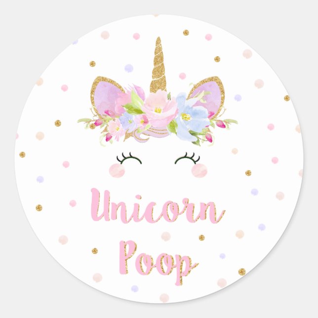 Unicorn Kacke Aufkleber Geburtstagspartei bevorzug (Vorderseite)