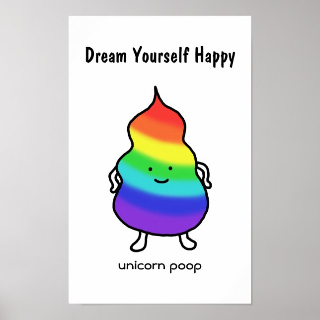 Unicorn Kackte Funny Inspirational Poster Regenbog (Vorne)