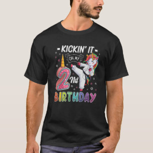 Unicorn Karate 2. Geburtstag 2 2 Jahre alter Taekw T-Shirt