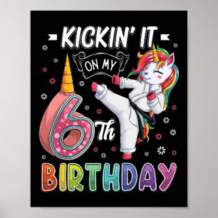 Unicorn Karate 6. Geburtstag Sechs 6 Jahre alter T Poster