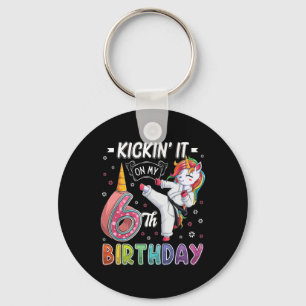 Unicorn Karate 6. Geburtstag Sechs 6 Jahre alter T Schlüsselanhänger