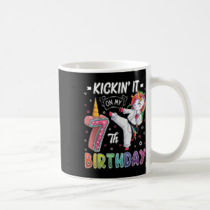 Unicorn Karate 7. Geburtstag 7 Sieben Jahre alter Kaffeetasse