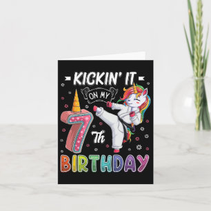 Unicorn Karate 7. Geburtstag 7 Sieben Jahre alter  Karte