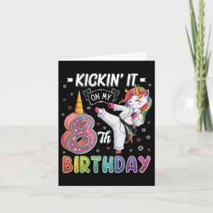 Unicorn Karate 8. Geburtstag 8 Jahre alter Taek Karte