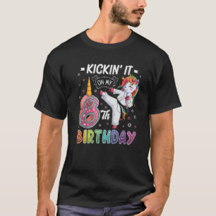 Unicorn Karate 8. Geburtstag 8 Jahre alter Taek T-Shirt