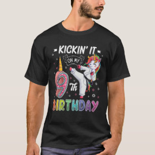 Unicorn Karate 9. Geburtstag 9 Jahre alter Taekw T-Shirt