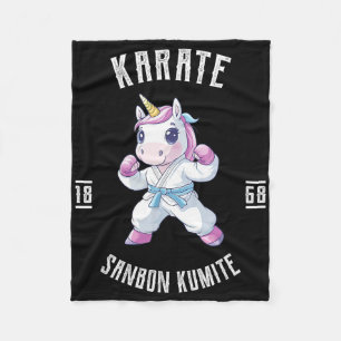 Unicorn Karate - Japanischer Kampfkünstler Fleecedecke