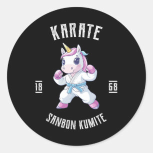 Unicorn Karate - Japanischer Kampfkünstler Runder Aufkleber