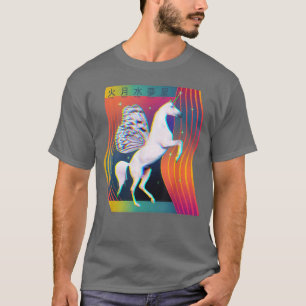 Unicorn Kidcore Glitchy Vaporwave Kanji Traumwelt T-Shirt