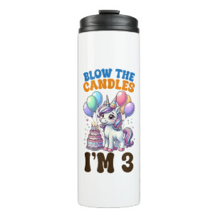 Unicorn Kids 3. Geburtstag Party Junge 3 Jahre alt Thermosbecher