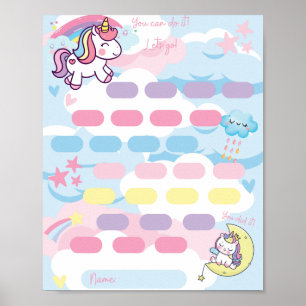 Unicorn Kids Chart   Bonusübersicht für Kinder Poster
