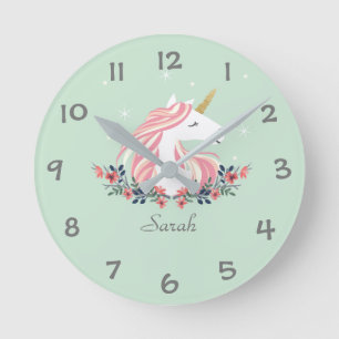 Unicorn Kids Kinderzimmer Wall Clock Runde Wanduhr