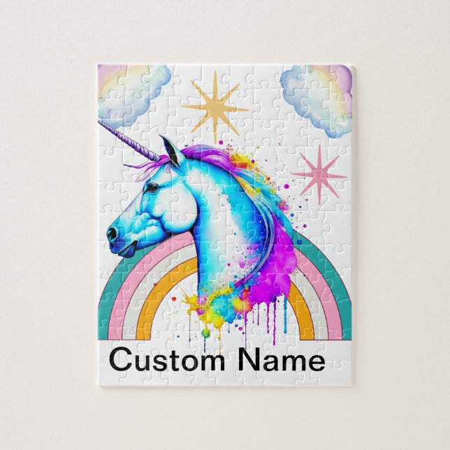 Unicorn Kids personalisieren Puzzle (Vertikal)