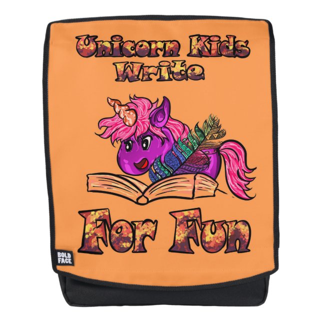Unicorn Kids schreiben für Spaß Rucksack (Vorderseite)