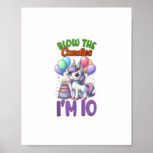 Unicorn Kinder 10. Geburtstagsparty Boy 10 Jahre a Poster