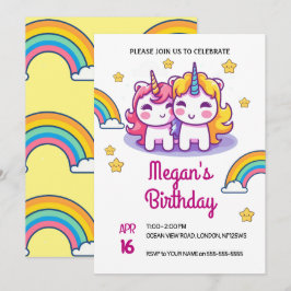 Unicorn Kinder Niedliches Party Geburtstag Einladung
