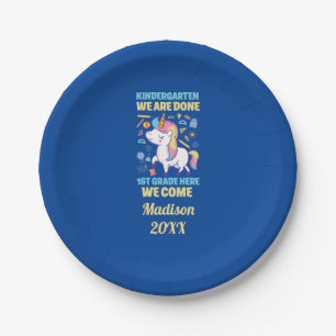 Unicorn Kindergarten Abschluss 1. Klasse Pappteller