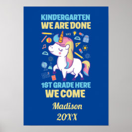 Unicorn Kindergarten Abschluss 1. Klasse Poster