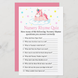 Unicorn Kinderzimmer Rhyme Quiz Kinderduschenspiel