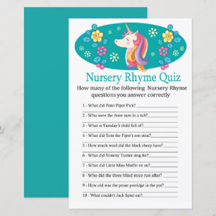 Unicorn Kinderzimmer Rhyme Quiz Kinderduschenspiel