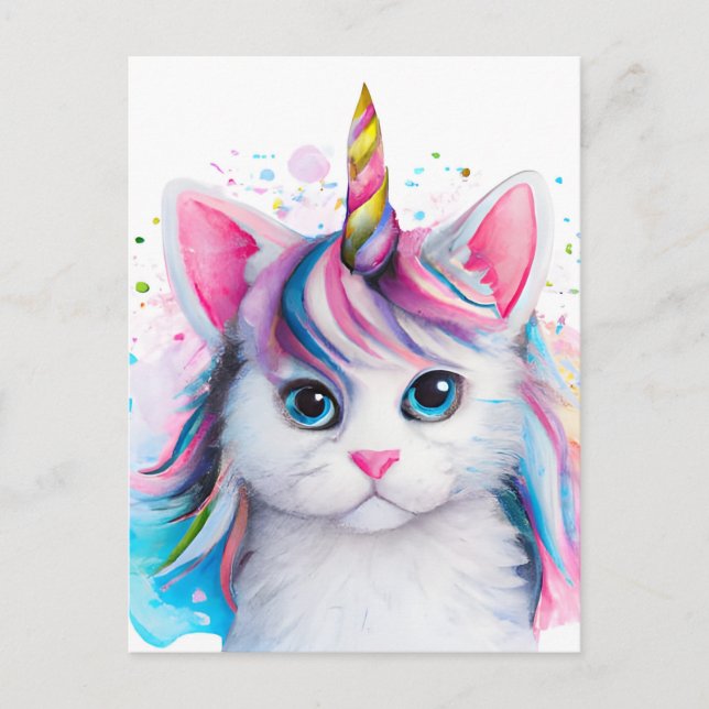 Unicorn Kitten Postkarte (Vorderseite)